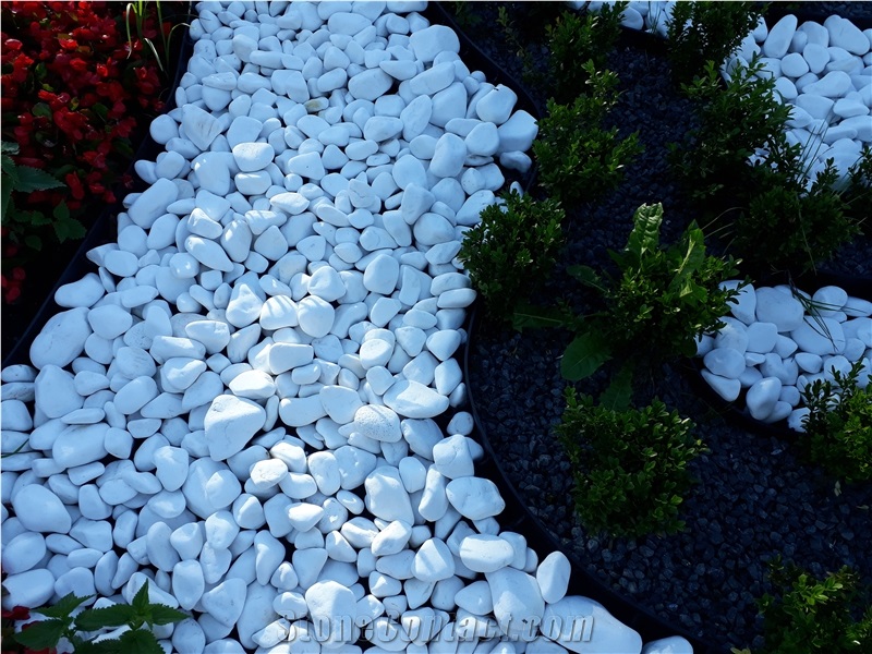 Pebble White Thassos for the Garden 1-2cm 2-4cm 4-8cm 8-13cm