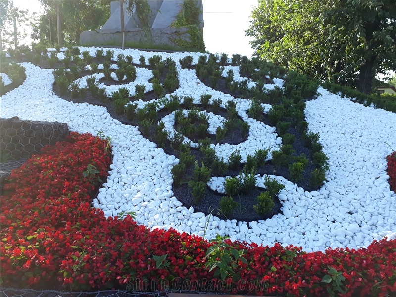 Pebble White Thassos for the Garden 1-2cm 2-4cm 4-8cm 8-13cm
