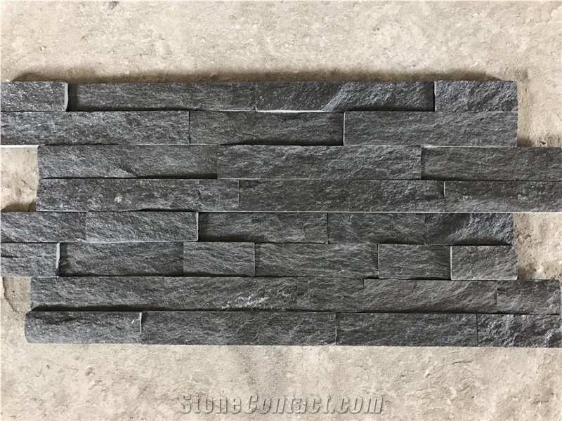 Ledge Stone, Culture Stone, Black Quartz, Shinning Quartz Stone, Sparkle Black Quartz