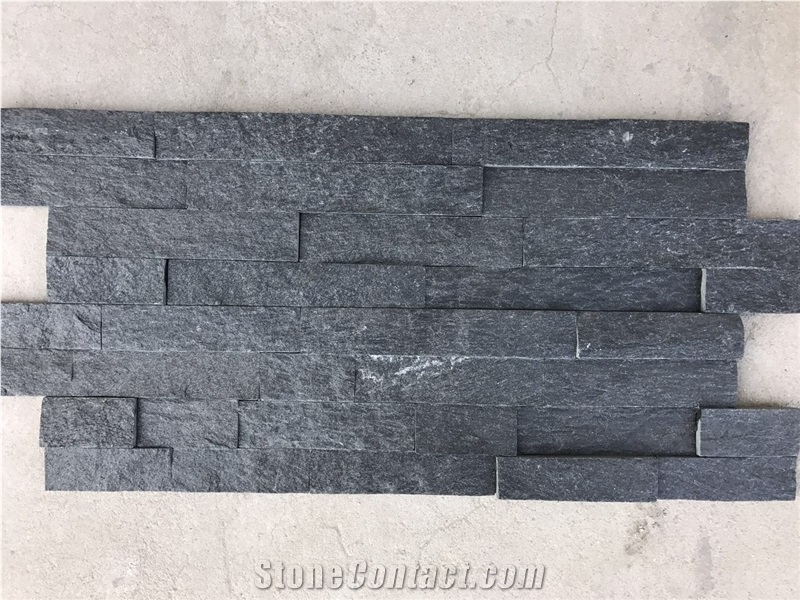 Ledge Stone, Culture Stone, Black Quartz, Shinning Quartz Stone, Sparkle Black Quartz