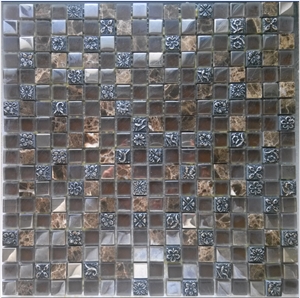 Bda Series Classical Glass Mix Marble Resin Mosaic Tile