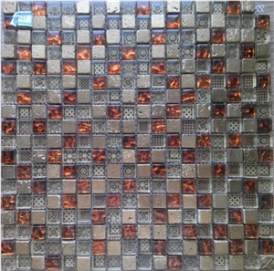 Cold Spray Glass Mix Marble Brick Mosaic Tile