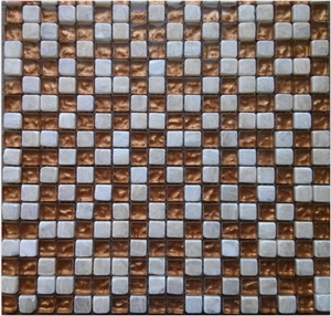 Gold Crystal Glass Mix Onyx Marble Mosaic Tile