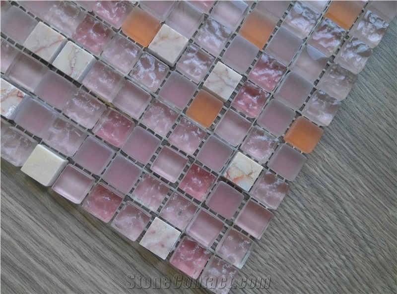 Pink Chip Brick Mosaic Tile