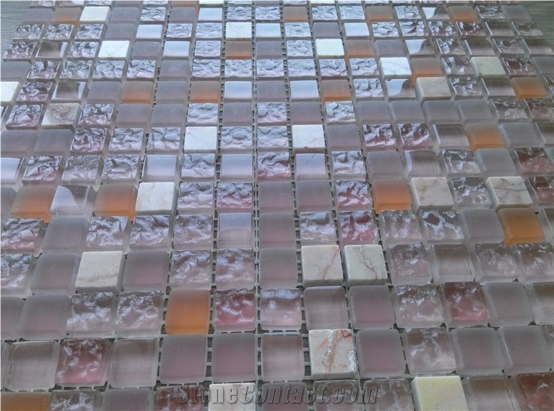 Pink Chip Brick Mosaic Tile