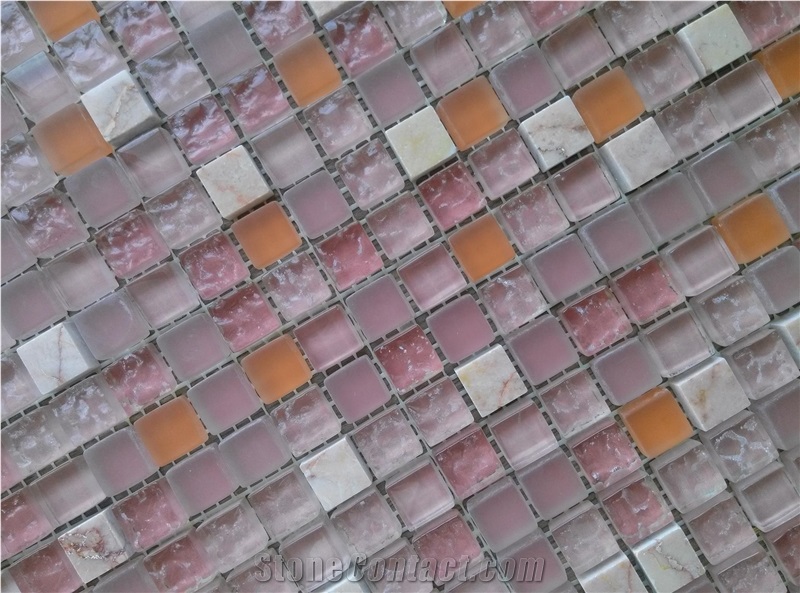 Pink Chip Brick Mosaic Tile