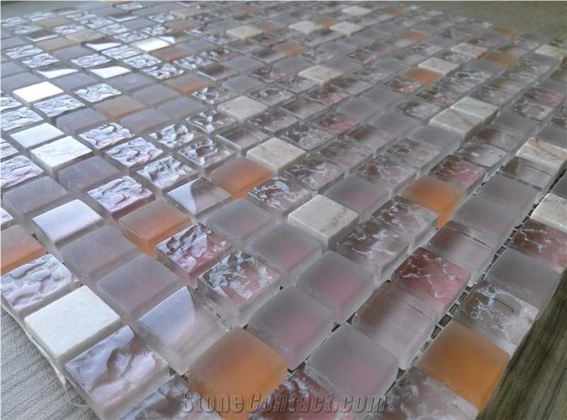 Pink Chip Brick Mosaic Tile