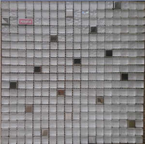Super White Crystal Glass Mix Metal Mosaic Kitchen Bathroom Wall Tile