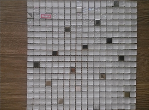 Super White Crystal Glass Mix Metal Mosaic Kitchen Bathroom Wall Tile