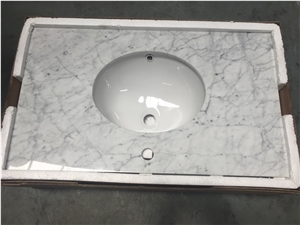 Bianco Carrara White Marble Polished Vanity Tops/ Italy Carrara White Marble Bathroom Tops/White Marble Bathroom Tops/Good Price Carrara White Tops