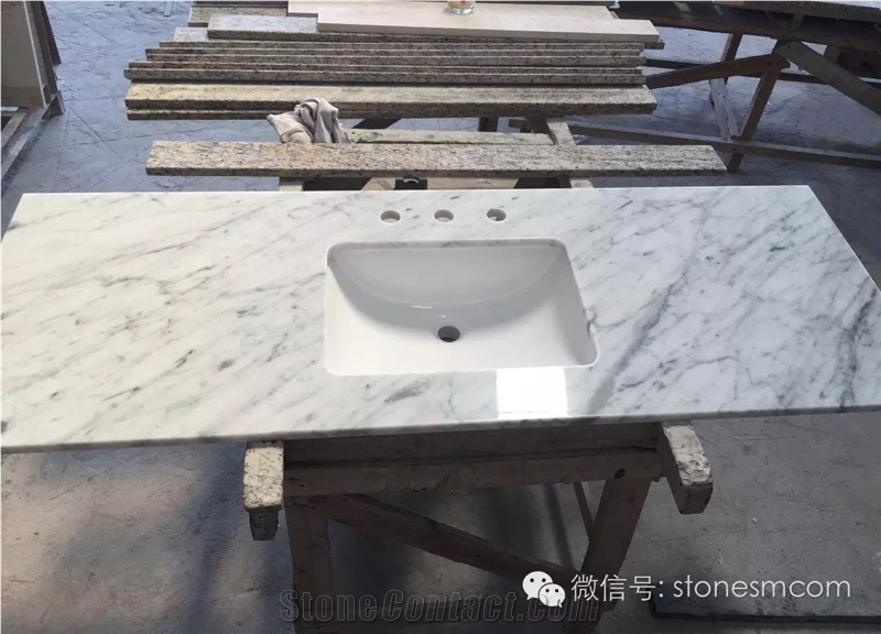 Bianco Carrara White Marble Polished Vanity Tops/ Italy Carrara White Marble Bathroom Tops/White Marble Bathroom Tops/Good Price Carrara White Tops