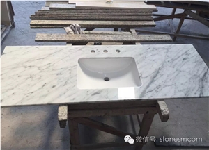 Bianco Carrara White Marble Polished Vanity Tops/ Italy Carrara White Marble Bathroom Tops/White Marble Bathroom Tops/Good Price Carrara White Tops