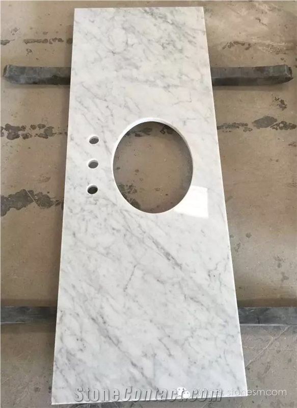 Bianco Carrara White Marble Polished Vanity Tops/ Italy Carrara White Marble Bathroom Tops/White Marble Bathroom Tops/Good Price Carrara White Tops