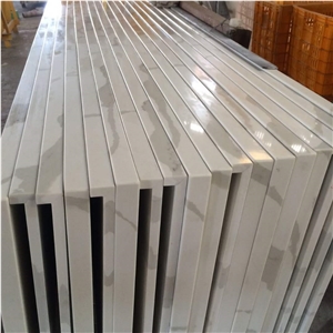 Artificial Calacatta White Quartz Marble Stone Vanity Top,Bathroom Countertops,Engineered Stone Faux Marble Bath Top for Hotel Project