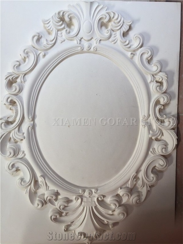 Chantilly White Honed France Limestone Seashell Coramirror Frame Home Decor,Interior Design