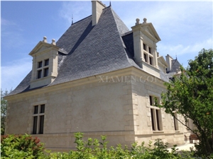 Crema Luna Limestone Beige Seashell Coral Stone Pool Coping Paver Tiles Tumbled Exterior Floor Covering,Machine Cutting Flooring Pattern Gofar
