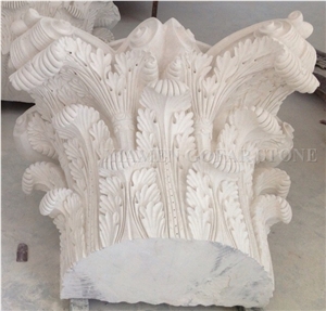 France Beige Limestone Column Top Handcarved Sculptured,Seashell Coral Stone Roman Ionic Column Base for Villa Exterior Decoration