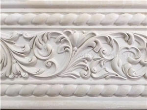 France Buffon Limestone Beige Seashell Coral Stone Interior Border Lines,Moulding with Flower Carved Sculptured