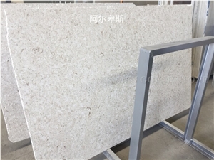 France White Sand Limestone Coral Honed Machine Cutting Tiles,Floor Pattern for Villa Exterior Stepping