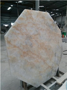 Ivory Beige Crystal White Onyx Stone Polished Tabletop Interior,Worktop Dinner,Table Top