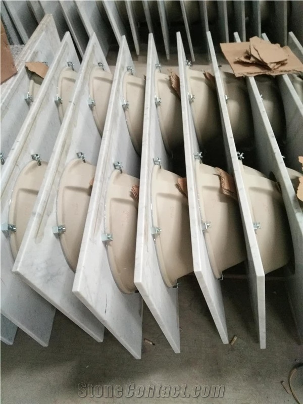 Project Show Bianco Carrara White Granite Bath Top,Vanity Top for Interior Stone Hotel Design Customized
