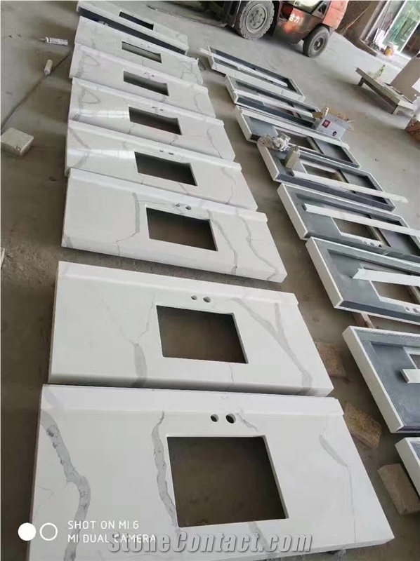 Project Show Bianco Carrara White Granite Bath Top,Vanity Top for Interior Stone Hotel Design Customized