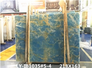 Antofagasta Azul Onyx,Blue Onxy Slabs and Tiles Polished, Wall Cladding ,A Grade and High Polished Degree, Own Factory, Natural Stone for Hotel Use
