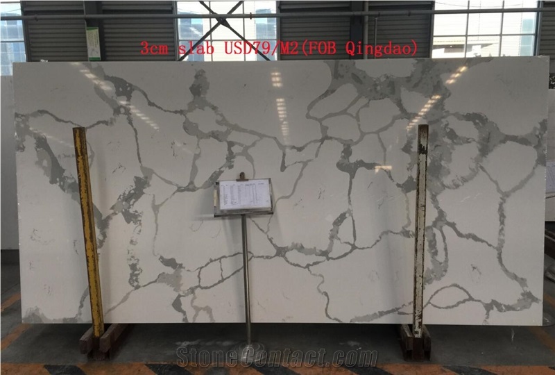 Bianco Statuario Venato Vein Quartz,Tile and Slab,Floor Wall Countertop Use,Cheap Price,Direct Factory with Ce Top Quality Engineered Stone