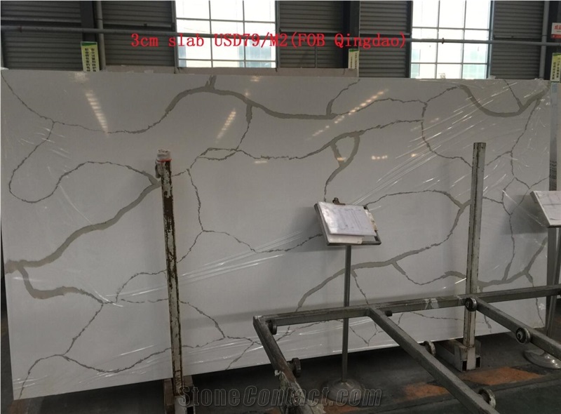Bianco Statuario Venato Vein Quartz,Tile and Slab,Floor Wall Countertop Use,Cheap Price,Direct Factory with Ce Top Quality Engineered Stone
