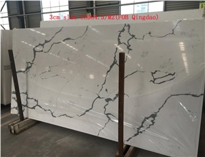 Bianco Statuario Venato Vein Quartz,Tile and Slab,Floor Wall Countertop Use,Cheap Price,Direct Factory with Ce Top Quality Engineered Stone