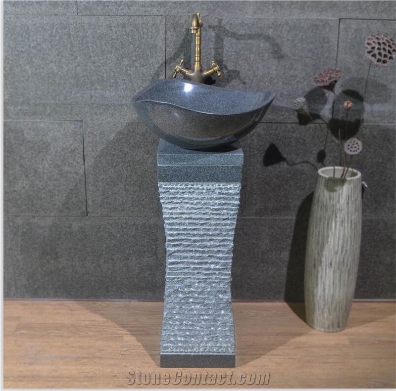 China Grey Granite G654 Pedestal Basin,Natural Stone Farm Bathroom Sink,Wash Bowl,Cheap Price Direct Factory with Ce