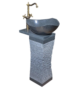 China Grey Granite G654 Pedestal Basin,Natural Stone Farm Bathroom Sink,Wash Bowl,Cheap Price Direct Factory with Ce