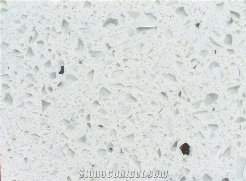 China White Coarse Particle Quartz Slab,Tile Floow Wall Use,Solid Surface,Factory Price with Ce,Engineer Stone Mirror Chips
