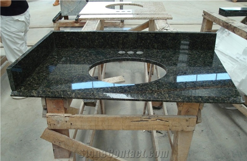 Leopard Skin Green Granite Kitchentop,Countertop,Direct Factory with Ce Certificate,Cheap Price Good Quality