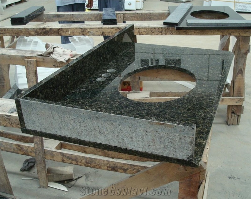 Leopard Skin Green Granite Kitchentop,Countertop,Direct Factory with Ce Certificate,Cheap Price Good Quality
