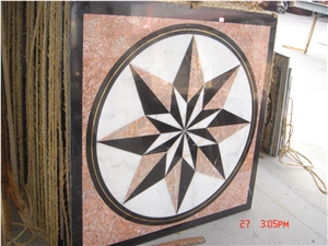 Waterjet Inlay Medallions /Crema Marfil Marble Waterjet Medallions / Composite Marble Waterjet Medallions , Hotel Flooring Tiles in the Lobby and Hall Waterjet Inlay Medallions /Crema Marfil Marble Waterjet Medallions / Composite Marble Waterjet Medallions , Hotel Flooring Tiles in the Lobby and Hall