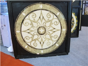 Waterjet Inlay Medallions /Crema Marfil Marble Waterjet Medallions / Composite Marble Waterjet Medallions , Hotel Flooring Tiles in the Lobby and Hall