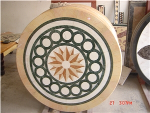 Waterjet Inlay Medallions /Crema Marfil Marble Waterjet Medallions / Composite Marble Waterjet Medallions , Hotel Flooring Tiles in the Lobby and Hall