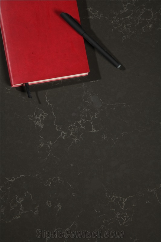 Marble Look Artificial/Engineered Grey Quartz Stone Slabs, White Veins, 2cm,3cm