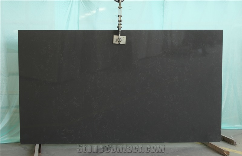Marble Look Artificial/Engineered Grey Quartz Stone Slabs, White Veins, 2cm,3cm