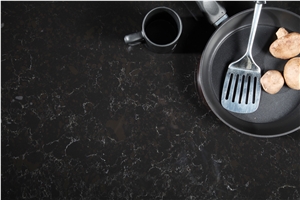 Marble Look Artificial/Engineered Quartz Stone Slabs, Black Quartz with White Veins, Surface, 2cm,3cm Tiles