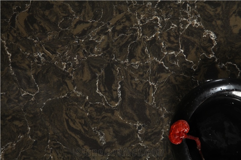 Marble Look Artificial/Engineered Quartz Stone Slabs,Cambria Color, Brown, Black, Gold, 2cm,3cm,Gt9630