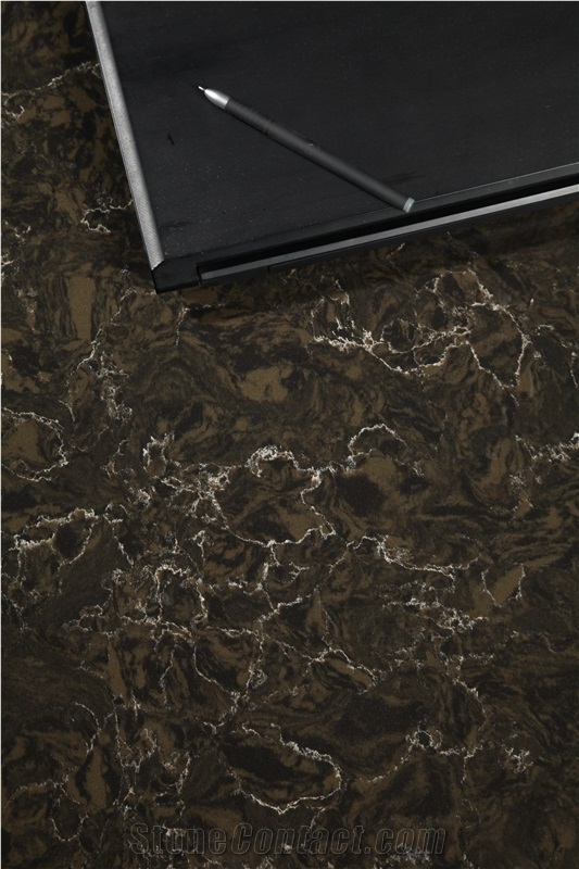 Marble Look Artificial/Engineered Quartz Stone Slabs,Cambria Color, Brown, Black, Gold, 2cm,3cm,Gt9630