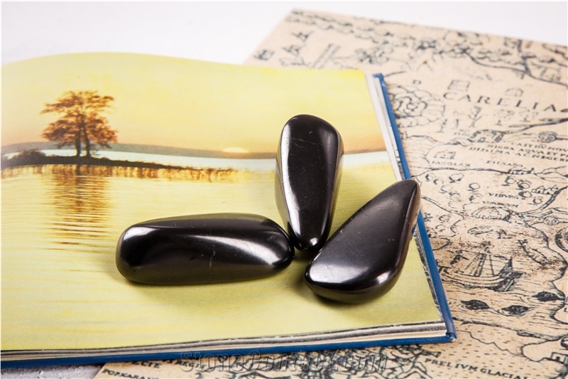 Pebble Shungite Natural Stone for Foot Massage and Home Decor