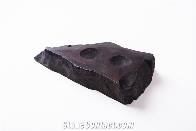 Stand Pedestal for 2 Balls Shungite Natiral Stone