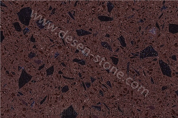 Brown Quartz Stone Slabs&Tiles, Dark Crystal Purple Quartz Stone, Quartz Stone Solid Surface