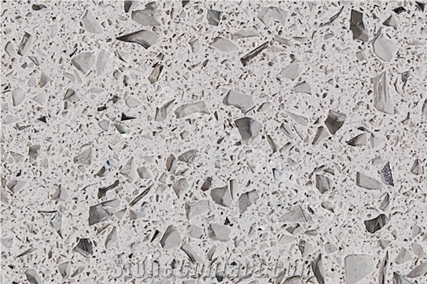 Grey Quartz Stone Surface, Crystal Light Grey Quartz Stone Slabs&Tiles, Grey Artificial Stone
