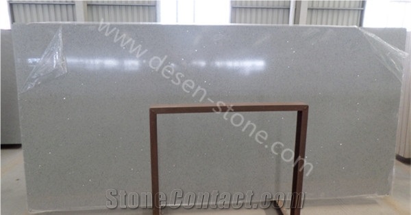 Grey Quartz Stone Surface, Crystal Light Grey Quartz Stone Slabs&Tiles, Grey Artificial Stone