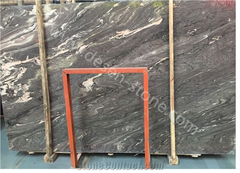 Landscape Purple Marble Slabs&Tiles, Purple Mountain/Landscape Painting/Green&Brown Marble/Green&Purple Marble Good for Background/Jumbo Pattern Tiles