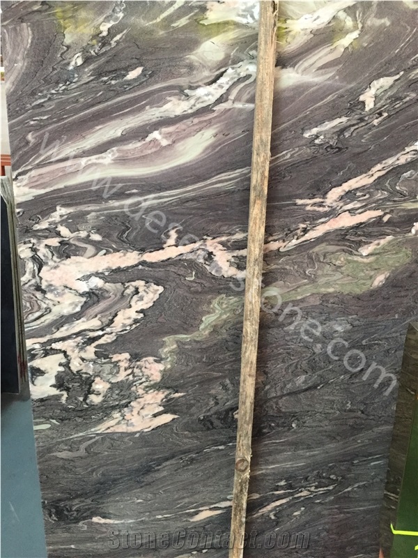 Landscape Purple Marble Slabs&Tiles, Purple Mountain/Landscape Painting/Green&Brown Marble/Green&Purple Marble Good for Background/Jumbo Pattern Tiles